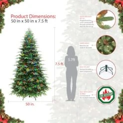 7.5ft. Pre-Lit Rutland Spruce Artificial Christmas Tree, Dual Color Lights 11 7.5ft. Pre-Lit Rutland Spruce Artificial Christmas Tree, Dual Color Lights -Michaels X-Mas Decor D393484S 4
