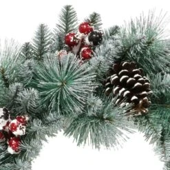 24" Glitter Pine, Cones & Red Berries Wreath 8 24" Glitter Pine, Cones & Red Berries Wreath -Michaels X-Mas Decor D393493S 2