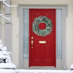 24" Glitter Pine, Cones & Red Berries Wreath 9 24" Glitter Pine, Cones & Red Berries Wreath -Michaels X-Mas Decor D393493S 3