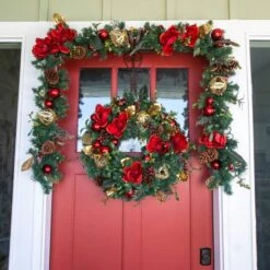Village Lighting 30" Pre-Lit Red Magnolia Christmas Wreath, Clear LED Lights 16 Village Lighting 30" Pre-Lit Red Magnolia Christmas Wreath, Clear LED Lights -Michaels X-Mas Decor D403166S 6