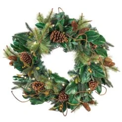 Village Lighting 30" Pre-Lit Magnolia Leaf Christmas Wreath, Clear LED Lights -Michaels X-Mas Decor D403185S 2