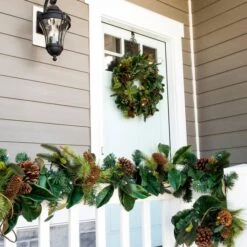 Village Lighting 30" Pre-Lit Magnolia Leaf Christmas Wreath, Clear LED Lights -Michaels X-Mas Decor D403185S 5