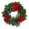 Village Lighting 30" LED Red Peonies & Berry Wreath -Michaels X-Mas Decor D403198S 1