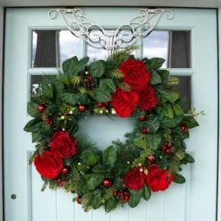 Village Lighting 30" LED Red Peonies & Berry Wreath 19 Village Lighting 30" LED Red Peonies & Berry Wreath -Michaels X-Mas Decor D403198S 6