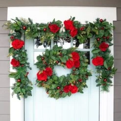 Village Lighting 30" LED Red Peonies & Berry Wreath 21 Village Lighting 30" LED Red Peonies & Berry Wreath -Michaels X-Mas Decor D403198S 8
