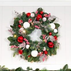 Village Lighting 30" Pre-Lit Nordic Christmas Wreath, Red & Clear LED Lights 16 Village Lighting 30" Pre-Lit Nordic Christmas Wreath, Red & Clear LED Lights -Michaels X-Mas Decor D403205S 10