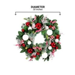 Village Lighting 30" Pre-Lit Nordic Christmas Wreath, Red & Clear LED Lights 19 Village Lighting 30" Pre-Lit Nordic Christmas Wreath, Red & Clear LED Lights -Michaels X-Mas Decor D403205S 22