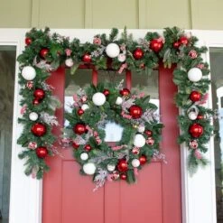 Village Lighting 30" Pre-Lit Nordic Christmas Wreath, Red & Clear LED Lights 13 Village Lighting 30" Pre-Lit Nordic Christmas Wreath, Red & Clear LED Lights -Michaels X-Mas Decor D403205S 3