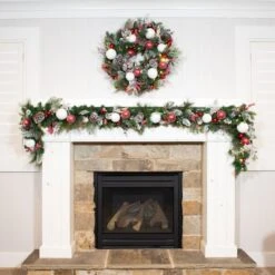 Village Lighting 30" Pre-Lit Frosted Wonderland Christmas Wreath, Red & Clear LED Lights -Michaels X-Mas Decor D403209S 11