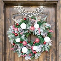 Village Lighting 30" Pre-Lit Frosted Wonderland Christmas Wreath, Red & Clear LED Lights -Michaels X-Mas Decor D403209S 5