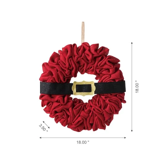 Glitzhome® 18" Christmas Red Belt Fabric Wreath 7 Glitzhome® 18" Christmas Red Belt Fabric Wreath - Image 5