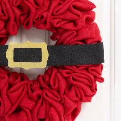 Glitzhome® 18" Christmas Red Belt Fabric Wreath 15 Glitzhome® 18" Christmas Red Belt Fabric Wreath -Michaels X-Mas Decor D444197S 5