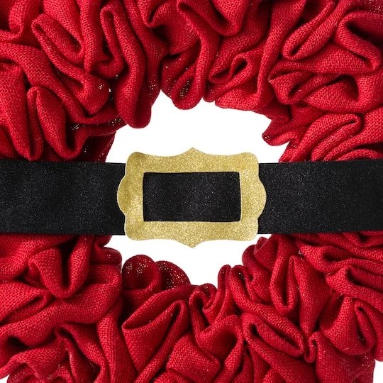 Glitzhome® 18" Christmas Red Belt Fabric Wreath 9 Glitzhome® 18" Christmas Red Belt Fabric Wreath - Image 7