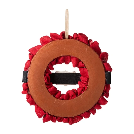 Glitzhome® 18" Christmas Red Belt Fabric Wreath 10 Glitzhome® 18" Christmas Red Belt Fabric Wreath - Image 8