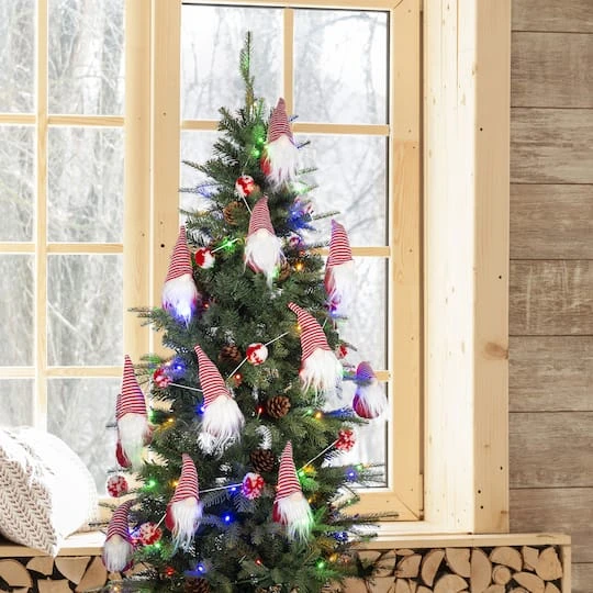 Glitzhome® 6ft. Red & White Fabric Christmas Gnome Garland, 2ct. 6 Glitzhome® 6ft. Red & White Fabric Christmas Gnome Garland, 2ct. - Image 4