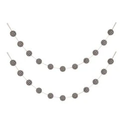 Glitzhome® 6ft. Black & White Plaid Fabric Garland, 2ct.