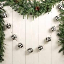 Glitzhome® 6ft. Black & White Plaid Fabric Garland, 2ct. -Michaels X-Mas Decor D445246S 2