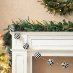 Glitzhome® 6ft. Black & White Plaid Fabric Garland, 2ct. -Michaels X-Mas Decor D445246S 6