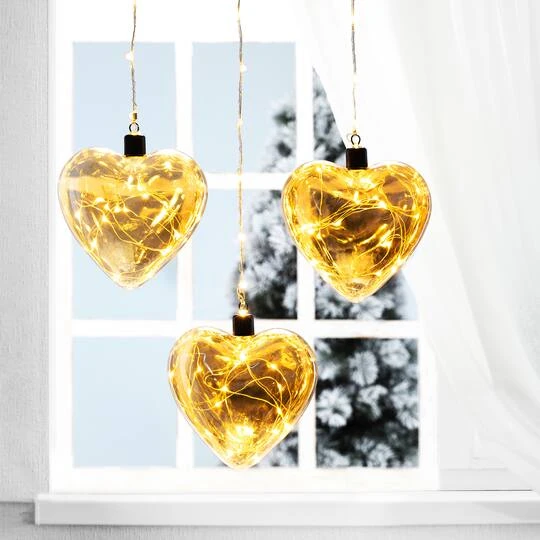 Glitzhome® 26" LED Glass Heart Wall Décor, Set Of 3 5 Glitzhome® 26" LED Glass Heart Wall Décor, Set Of 3 - Image 3