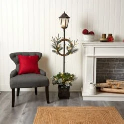 5ft. Pre-lit LED Holiday Decorated Lamp Post With Greenery In Decorative Planter 11 5ft. Pre-lit LED Holiday Decorated Lamp Post With Greenery In Decorative Planter -Michaels X-Mas Decor D478688S 4