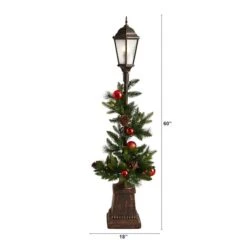 5ft. Pre-Lit LED Holiday Decorated Lamp Post With Greenery & Ornaments -Michaels X-Mas Decor D478689S 2