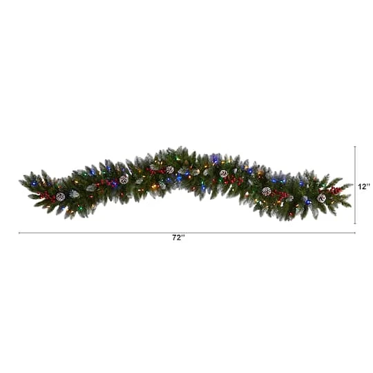 6ft. Pre-Lit LED Snow Tipped Extra Wide Christmas Garland With Pinecones & Berries 5 6ft. Pre-Lit LED Snow Tipped Extra Wide Christmas Garland With Pinecones & Berries - Image 3