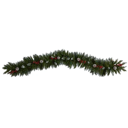 6ft. Pre-Lit LED Snow Tipped Extra Wide Christmas Garland With Pinecones & Berries 6 6ft. Pre-Lit LED Snow Tipped Extra Wide Christmas Garland With Pinecones & Berries - Image 4