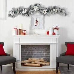 6ft. Pre-Lit LED Flocked Poinsettia & Berry Christmas Garland 17 6ft. Pre-Lit LED Flocked Poinsettia & Berry Christmas Garland -Michaels X-Mas Decor D478775S 7