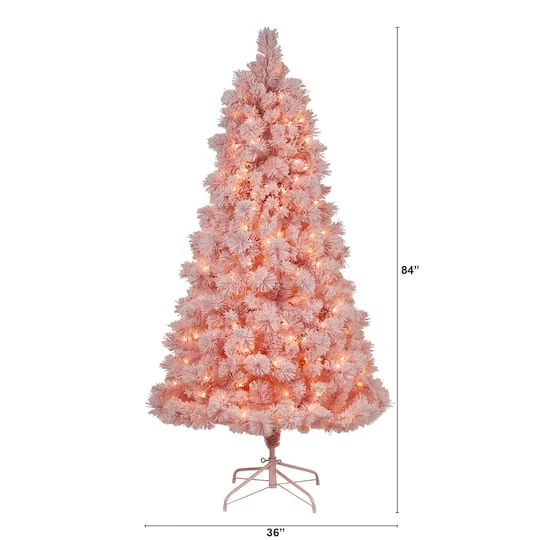 7ft. Pre-Lit Holiday Pink Cashmere Artificial Christmas Tree, White LED Lights 10 7ft. Pre-Lit Holiday Pink Cashmere Artificial Christmas Tree, White LED Lights - Image 8