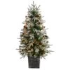 4ft. Pre-Lit Frosted Artificial Christmas Tree In Decorative Planter, White LED Lights -Michaels X-Mas Decor D478788S 1