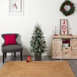 4ft. Pre-Lit Frosted Artificial Christmas Tree In Decorative Planter, White LED Lights 23 4ft. Pre-Lit Frosted Artificial Christmas Tree In Decorative Planter, White LED Lights -Michaels X-Mas Decor D478788S 10