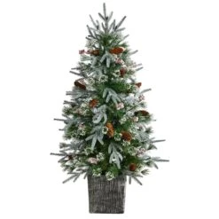 4ft. Pre-Lit Frosted Artificial Christmas Tree In Decorative Planter, White LED Lights 16 4ft. Pre-Lit Frosted Artificial Christmas Tree In Decorative Planter, White LED Lights -Michaels X-Mas Decor D478788S 3