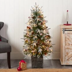 4ft. Pre-Lit Frosted Artificial Christmas Tree In Decorative Planter, White LED Lights 15 4ft. Pre-Lit Frosted Artificial Christmas Tree In Decorative Planter, White LED Lights -Michaels X-Mas Decor D478788S 7