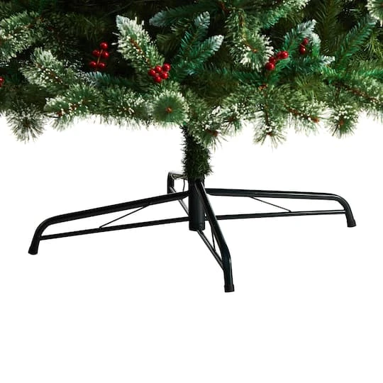 10ft. Pre-Lit Frosted Swiss Pine Artificial Christmas Tree With Berries, Clear LED Lights 9 10ft. Pre-Lit Frosted Swiss Pine Artificial Christmas Tree With Berries, Clear LED Lights - Image 7