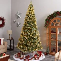 10ft. Pre-Lit Frosted Swiss Pine Artificial Christmas Tree With Berries, Clear LED Lights 15 10ft. Pre-Lit Frosted Swiss Pine Artificial Christmas Tree With Berries, Clear LED Lights -Michaels X-Mas Decor D478801S 7