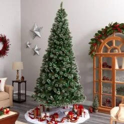 10ft. Pre-Lit Frosted Swiss Pine Artificial Christmas Tree With Berries, Clear LED Lights 21 10ft. Pre-Lit Frosted Swiss Pine Artificial Christmas Tree With Berries, Clear LED Lights -Michaels X-Mas Decor D478801S 8