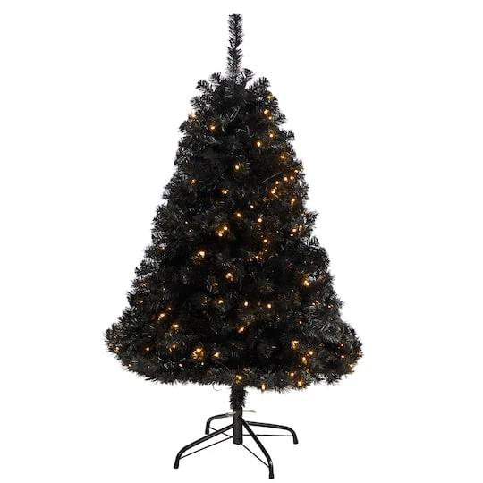 4ft. Pre-Lit Black Artificial Christmas Tree, Clear LED Lights 3 4ft. Pre-Lit Black Artificial Christmas Tree, Clear LED Lights