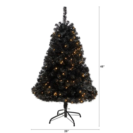 4ft. Pre-Lit Black Artificial Christmas Tree, Clear LED Lights 10 4ft. Pre-Lit Black Artificial Christmas Tree, Clear LED Lights - Image 8