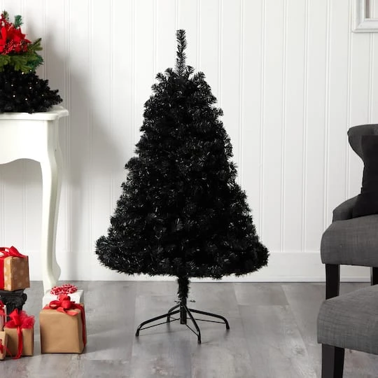 4ft. Pre-Lit Black Artificial Christmas Tree, Clear LED Lights 11 4ft. Pre-Lit Black Artificial Christmas Tree, Clear LED Lights - Image 9
