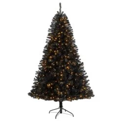 7ft. Pre-Lit Black Artificial Christmas Tree, Clear LED Lights 14 7ft. Pre-Lit Black Artificial Christmas Tree, Clear LED Lights -Michaels X-Mas Decor D478856S 1 1