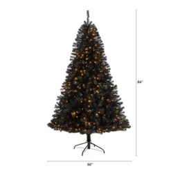 7ft. Pre-Lit Black Artificial Christmas Tree, Clear LED Lights 23 7ft. Pre-Lit Black Artificial Christmas Tree, Clear LED Lights -Michaels X-Mas Decor D478856S 2