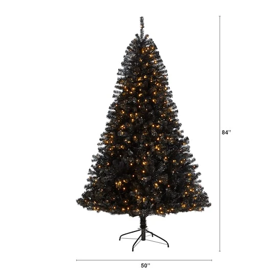 7ft. Pre-Lit Black Artificial Christmas Tree, Clear LED Lights 13 7ft. Pre-Lit Black Artificial Christmas Tree, Clear LED Lights - Image 11