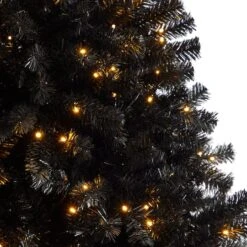 7ft. Pre-Lit Black Artificial Christmas Tree, Clear LED Lights 17 7ft. Pre-Lit Black Artificial Christmas Tree, Clear LED Lights -Michaels X-Mas Decor D478856S 4