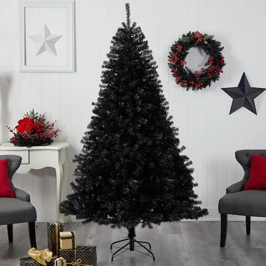 7ft. Pre-Lit Black Artificial Christmas Tree, Clear LED Lights 11 7ft. Pre-Lit Black Artificial Christmas Tree, Clear LED Lights - Image 9