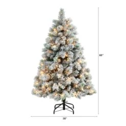 5ft. Pre-Lit Flocked Oregon Pine Artificial Christmas Tree, Clear Lights -Michaels X-Mas Decor D478902S 2