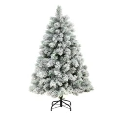 5ft. Pre-Lit Flocked Oregon Pine Artificial Christmas Tree, Clear Lights -Michaels X-Mas Decor D478902S 3