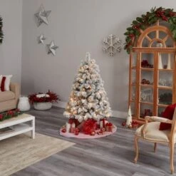 5ft. Pre-Lit Flocked Oregon Pine Artificial Christmas Tree, Clear Lights -Michaels X-Mas Decor D478902S 9