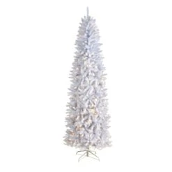 8ft. Pre-Lit White Artificial Christmas Tree, Warm White LED Lights