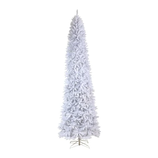 11ft. Pre-Lit Slim White Artificial Christmas Tree, Warm White LED Lights 6 11ft. Pre-Lit Slim White Artificial Christmas Tree, Warm White LED Lights - Image 4