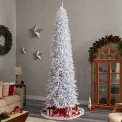 11ft. Pre-Lit Slim White Artificial Christmas Tree, Warm White LED Lights 21 11ft. Pre-Lit Slim White Artificial Christmas Tree, Warm White LED Lights -Michaels X-Mas Decor D478913S 8